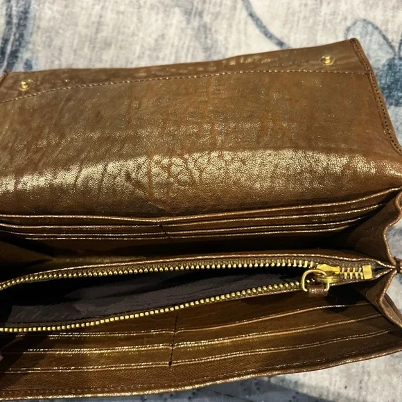 Miu Miu Gold metallic bifold wallet EUC - Picture 9 of 13